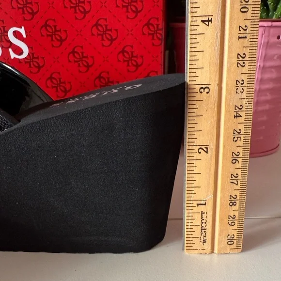Guess Black Platform Wedge Sandals - Picture 7 of 15